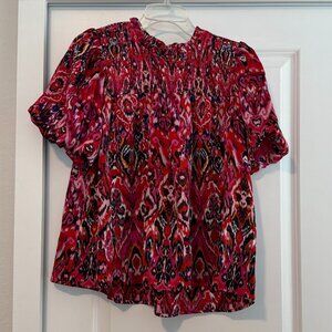 TCEC Paisley Pink Short Sleeve Blouse Size Medium Excellent Condition